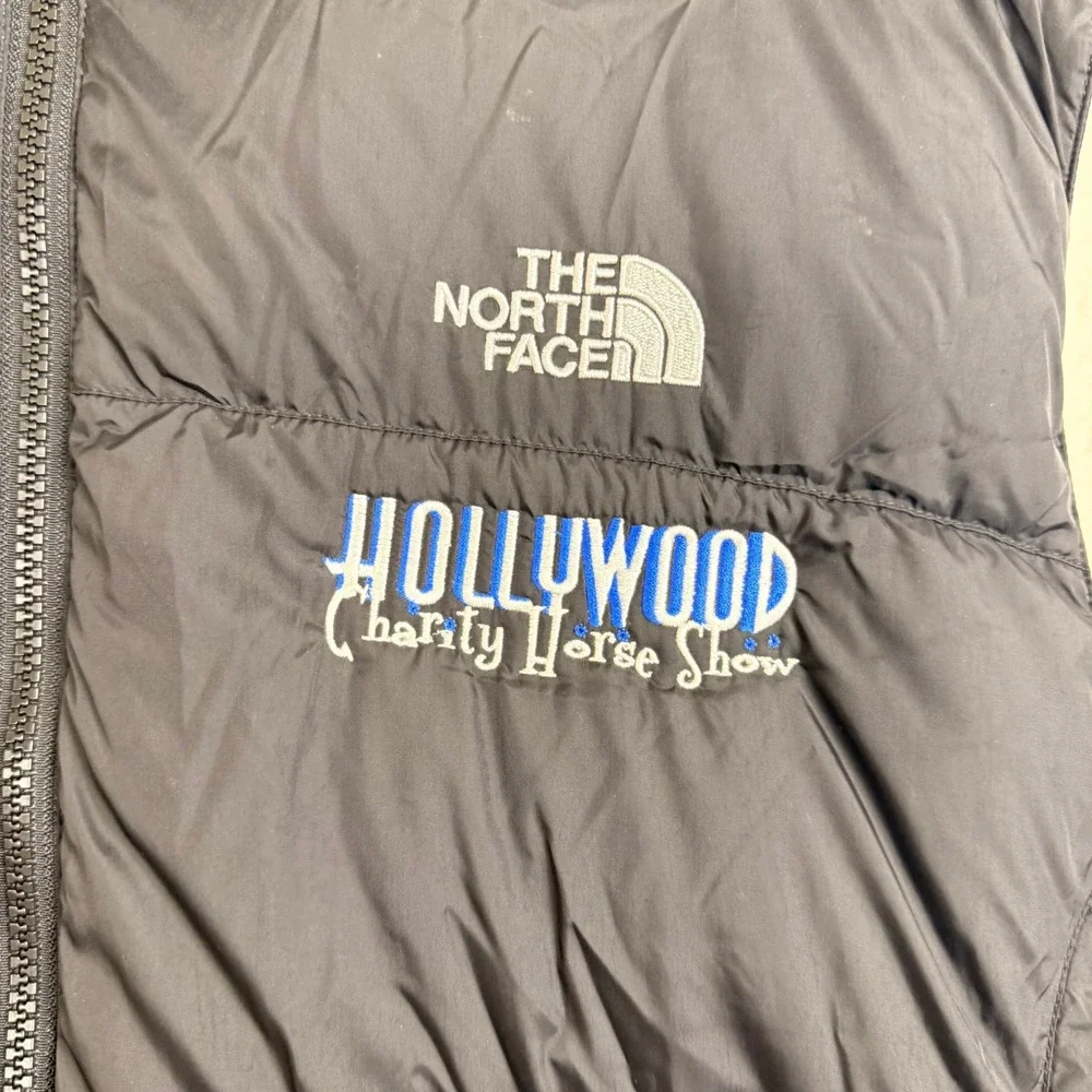 Vtg The North Face Puffer Vest Mens L Black Technical 550 Down Horse‎ Show Logo